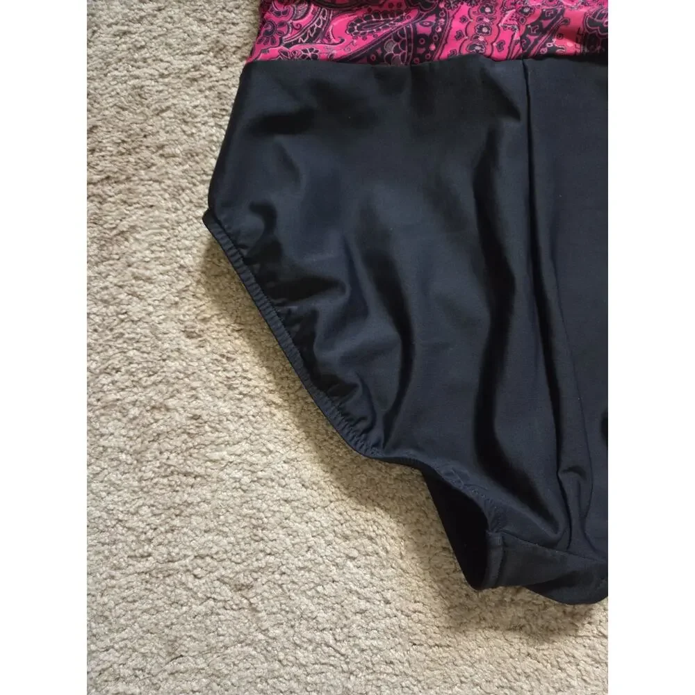 Miraclesuit Magenta Pink Paisley Tummy Control One-Piece Swimsuit Women's Size 8